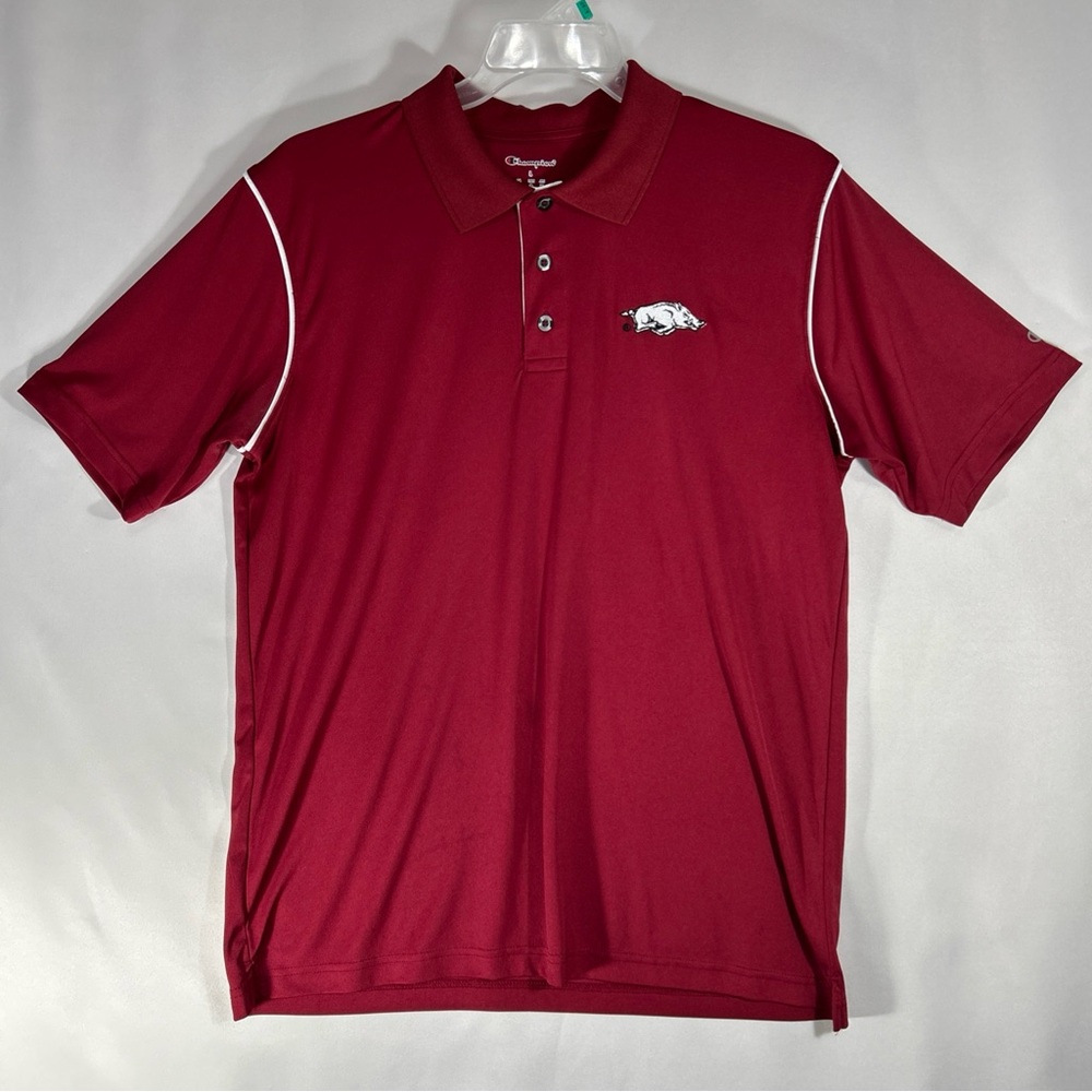 Champion Men's Red Polo Shirt Arkansas Razorbacks Embroidered